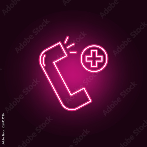 Medical help neon icon. Elements of Medecine set. Simple icon for websites, web design, mobile app, info graphics