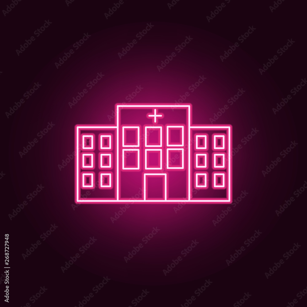 hospital building front silhouette neon icon. Elements of Medecine set. Simple icon for websites, web design, mobile app, info graphics hospital building front silhouette neon icon. Elements of Medecine set. Simple icon for websites, web design, mobile app, info graphics