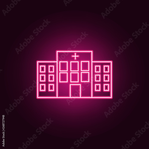 hospital building front silhouette neon icon. Elements of Medecine set. Simple icon for websites, web design, mobile app, info graphics