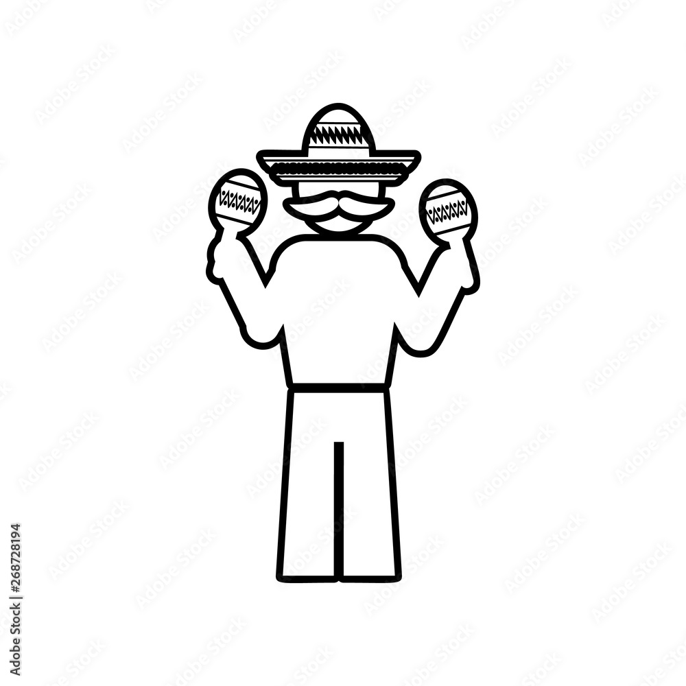 Mexican plays maracas icon. Element of Mexico for mobile concept and web apps icon. Outline, thin line icon for website design and development, app development Mexican plays maracas icon. Element of Mexico for mobile concept and web apps icon. Outline, thin line icon for website design and development, app development