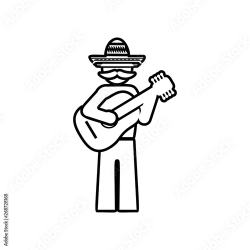 Mexican guitarist icon. Element of Mexico for mobile concept and web apps icon. Outline, thin line icon for website design and development, app development