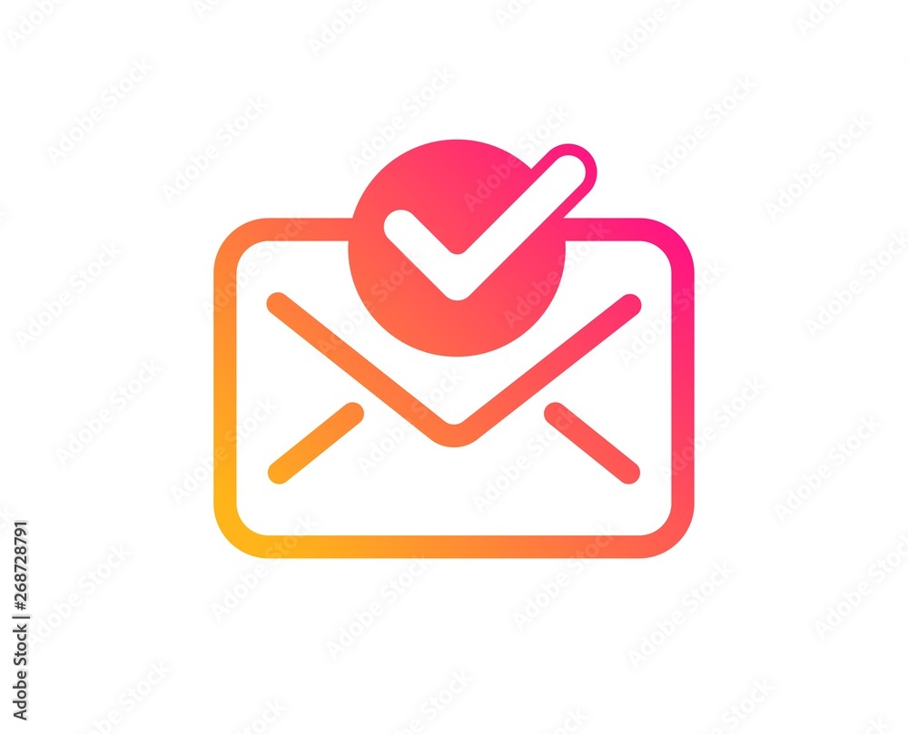 Approved mail icon. Accepted or confirmed sign. Document symbol. Classic flat style. Gradient approved mail icon. Vector Approved mail icon. Accepted or confirmed sign. Document symbol. Classic flat style. Gradient approved mail icon. Vector