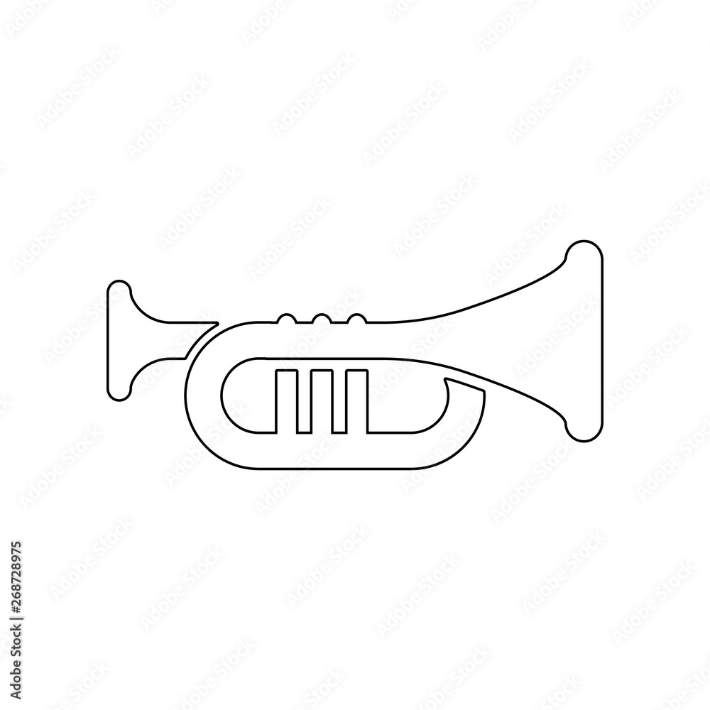 Trumpet icon. Element of music instrument for mobile concept and web apps icon. Outline, thin line icon for website design and development, app development Trumpet icon. Element of music instrument for mobile concept and web apps icon. Outline, thin line icon for website design and development, app development