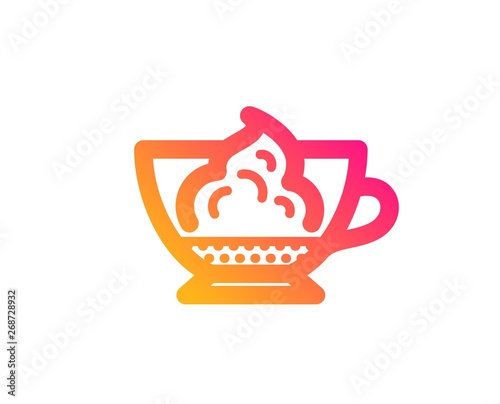 Espresso with whipped cream icon. Hot coffee drink sign. Beverage symbol. Classic flat style. Gradient espresso cream icon. Vector