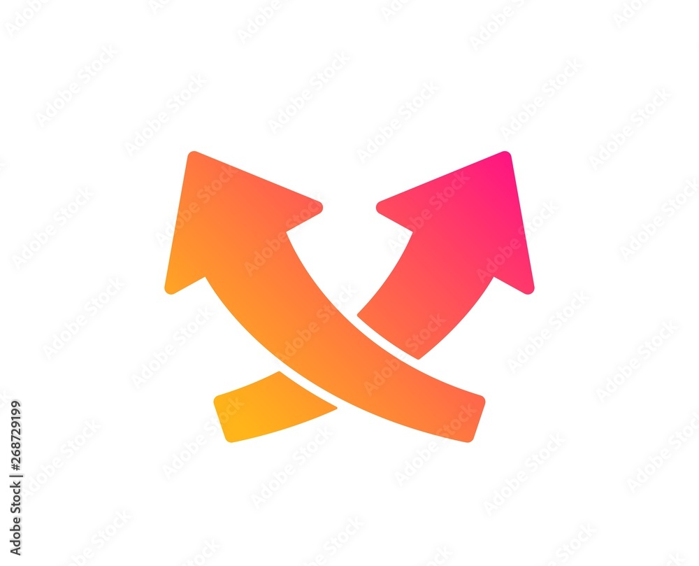Intersection arrows icon. Exchange and turn, cross sign. Classic flat style. Gradient intersection arrows icon. Vector Intersection arrows icon. Exchange and turn, cross sign. Classic flat style. Gradient intersection arrows icon. Vector