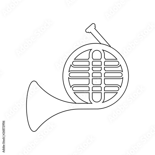 Music french horn icon. Element of music instrument for mobile concept and web apps icon. Outline, thin line icon for website design and development, app development