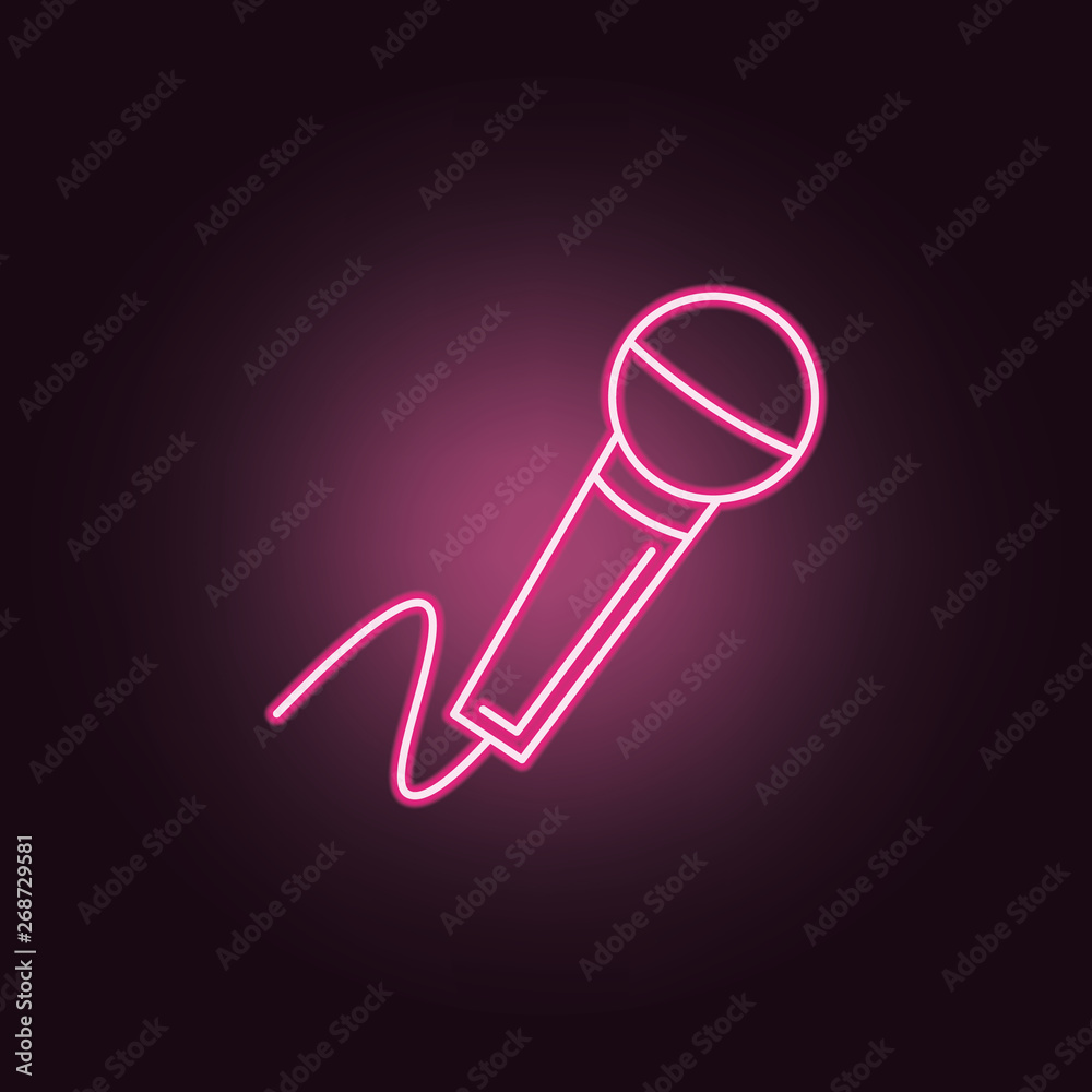 Microphone neon icon. Elements of Party set. Simple icon for websites, web design, mobile app, info graphics Microphone neon icon. Elements of Party set. Simple icon for websites, web design, mobile app, info graphics