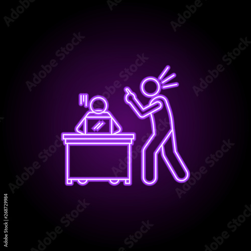 scolded by boss neon icon. Elements of People in the work set. Simple icon for websites, web design, mobile app, info graphics