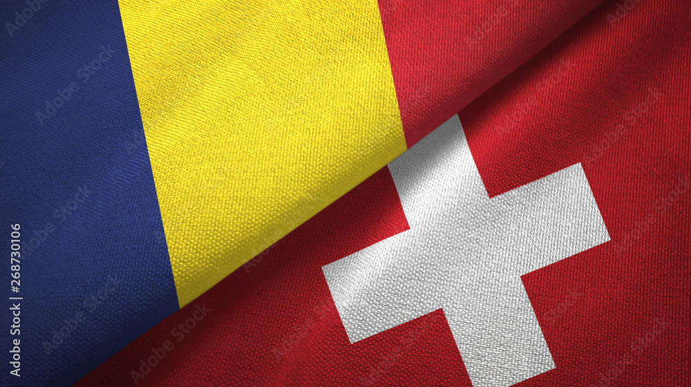 Chad and Switzerland two flags textile cloth, fabric texture