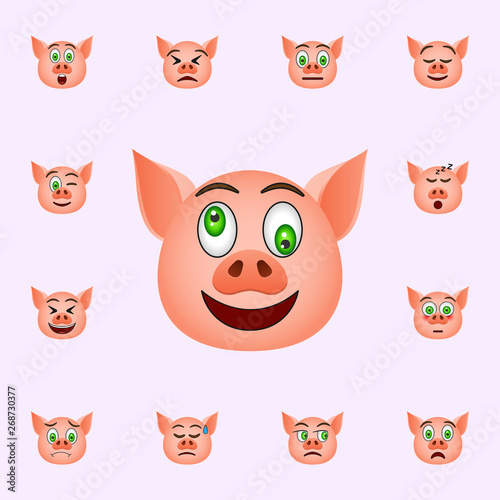 Pig in vexation emoji icon. Pig emoji icons universal set for web and mobile