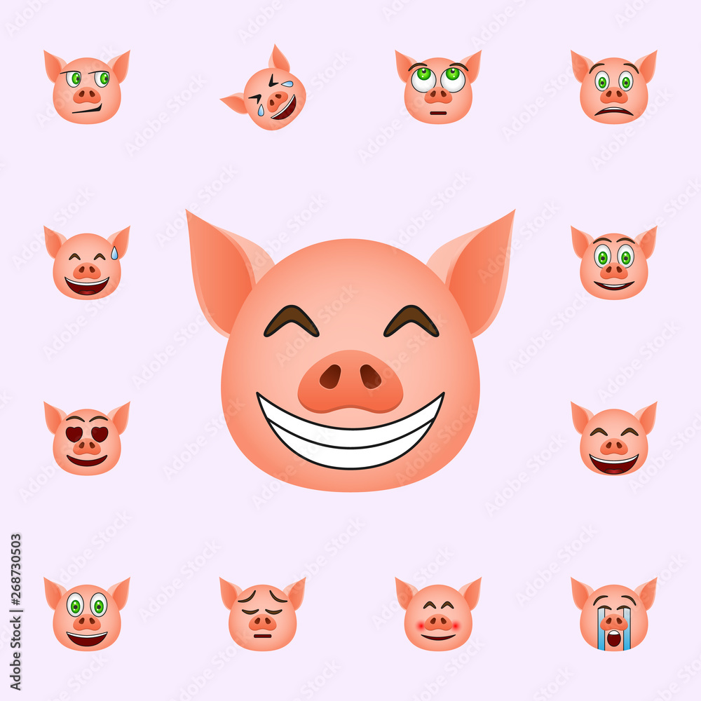 Pig in happy emoji icon. Pig emoji icons universal set for web and mobile Pig in happy emoji icon. Pig emoji icons universal set for web and mobile