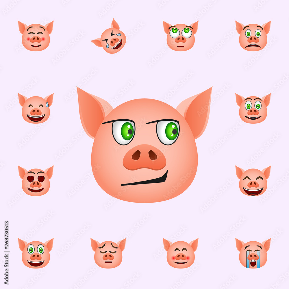 Pig in indifference emoji icon. Pig emoji icons universal set for web and mobile Pig in indifference emoji icon. Pig emoji icons universal set for web and mobile
