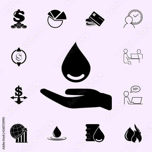 hand with oil drop icon. Profit icons universal set for web and mobile
