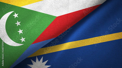 Comoros and Nauru two flags textile cloth, fabric texture