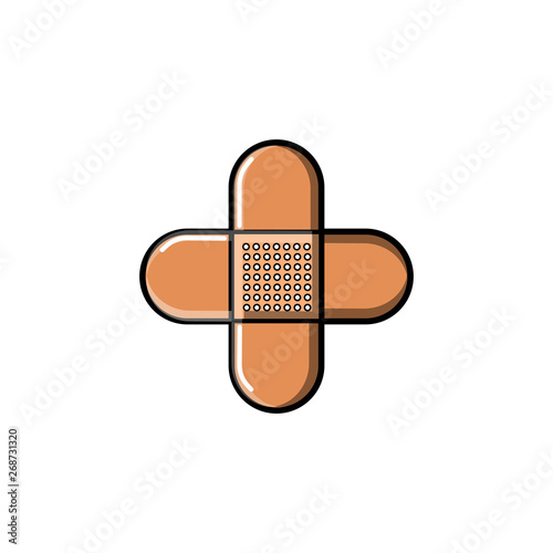 Hygienic medical band-aid for sealing and disinfecting wounds and cuts icon on a white background. Vector illustration