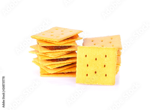 Cheese Crackers with Pineapple Jam on whithe background