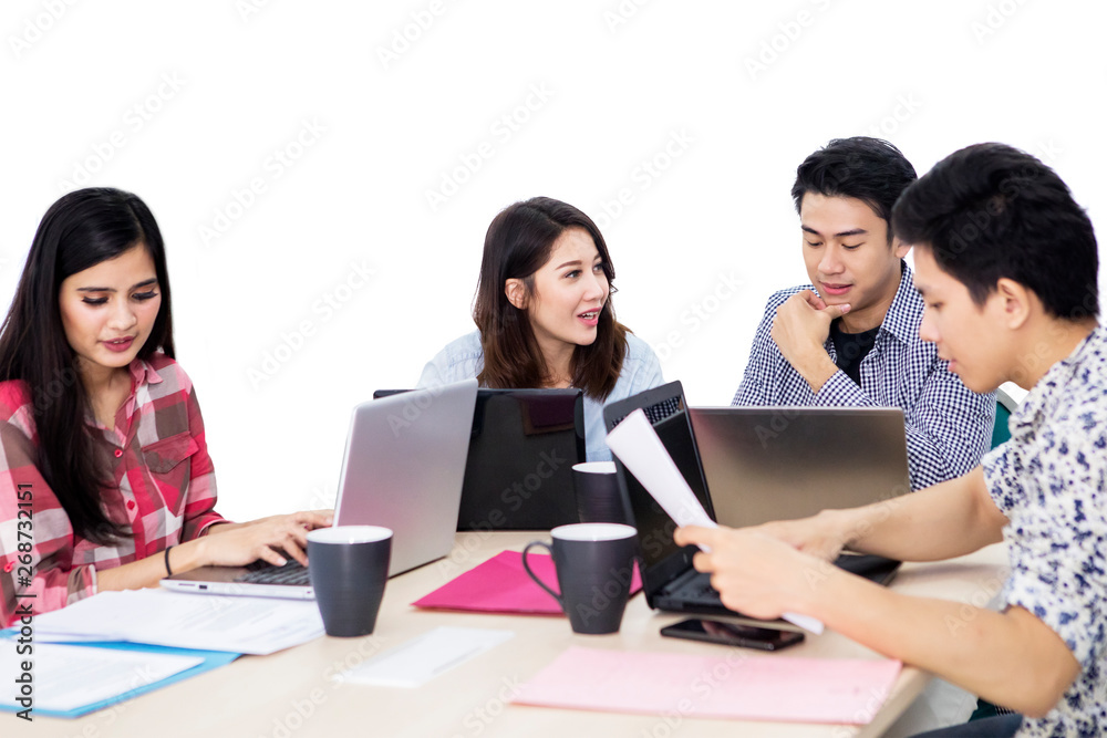 Freelance team working together on the studio Freelance team working together on the studio