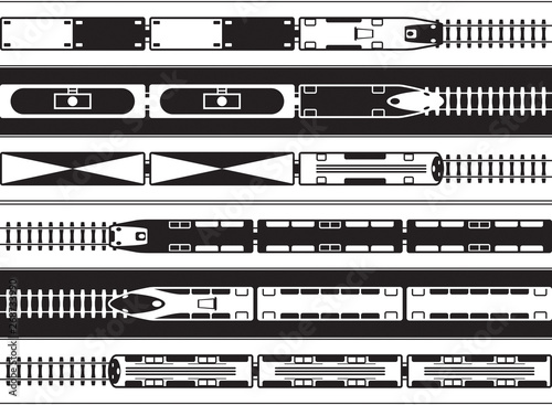Passenger and freight railway transportation from above - vector illustration
