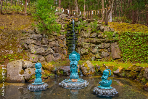 Buddha statues at Seiryu-ji Buddhist temple in Aomori, Japan photo