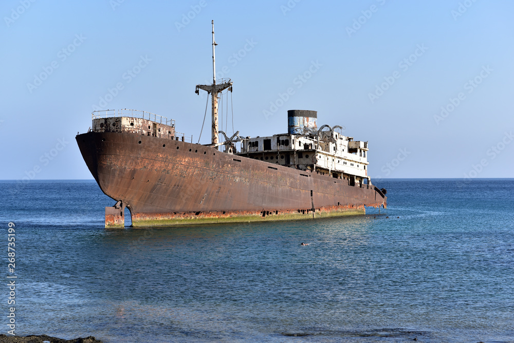 The shipwreck Telamon at Arrecife, Lanzarote, Canary Islands, Spain