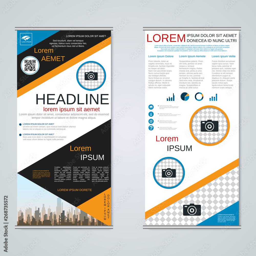 Modern roll-up business banners vector template Modern roll-up business banners vector template