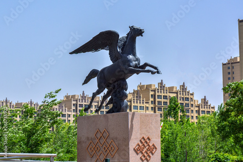 Urban construction and sculpture. In May 22, 2018, photographed in Baotou, Inner Mongolia, China.