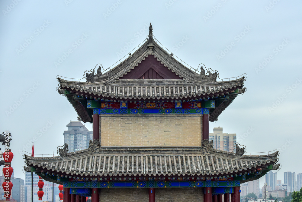 Shaanxi ancient city wall and Bell Tower and Drum Tower, Xi'an, China Shaanxi ancient city wall and Bell Tower and Drum Tower, Xi'an, China