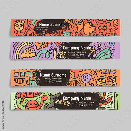 Doodle colorful hand drawn for kids and play. Cartoon design artistic print templates