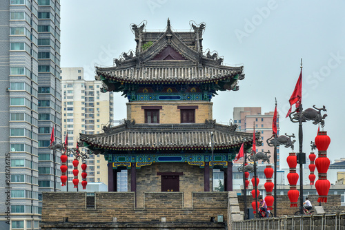 Shaanxi ancient city wall and Bell Tower and Drum Tower, Xi'an, China photo