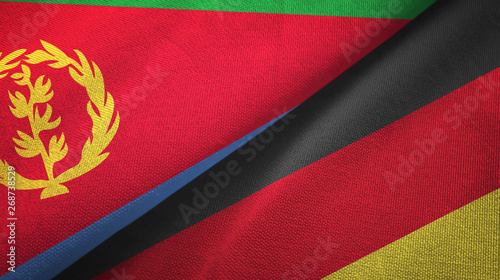 Eritrea and Germany two flags textile cloth, fabric texture