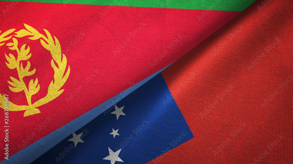 Eritrea and Samoa two flags textile cloth, fabric texture Eritrea and Samoa two flags textile cloth, fabric texture