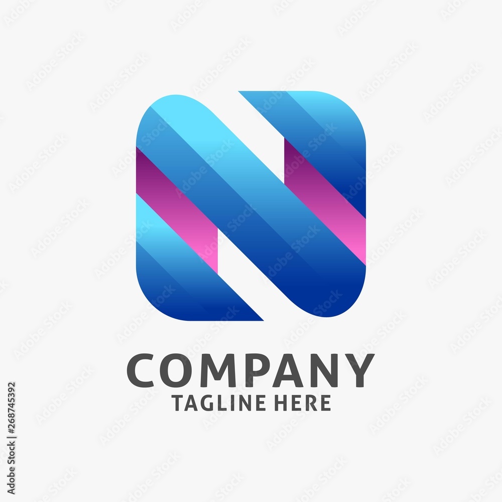 Letter N square logo design Letter N square logo design