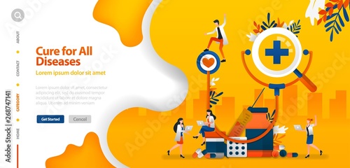 Doctor is cure for all Diseases. giant stethoscope with drugs .vector illustration concept can be use for landing page, template, ui ux, web, mobile app, poster, banner, website