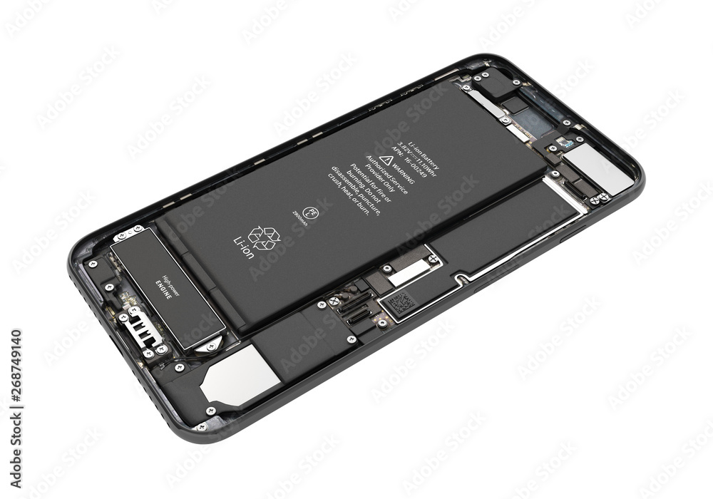 Smartphone in the open state Smartphone components assembly isolated on white background 3d illustration without shadow Smartphone in the open state Smartphone components assembly isolated on white background 3d illustration without shadow