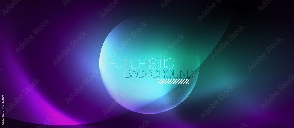 Shiny neon color light with circles abstract background Shiny neon color light with circles abstract background