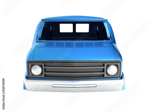 body van with no wheel isolated on white background 3d front view without shadow