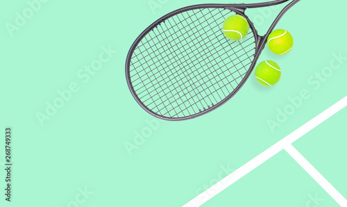 Tennis racket and ball sports on pastel background © Dmytro Flisak