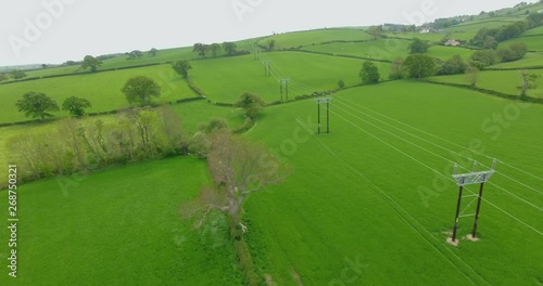 Aerial shot of the new cable route for the innogy / clocaenog onshore wind farm in denbighshire, north wales photo