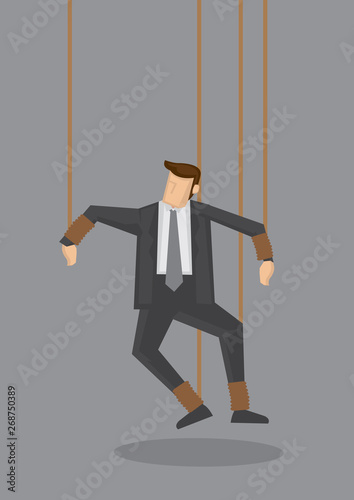 Businessman String Puppet Vector Concept Illustration
