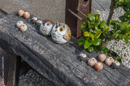 handcraft owl sculpture in Garden photo