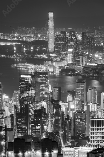 Skyline of Hong Kong city at night © leeyiutung