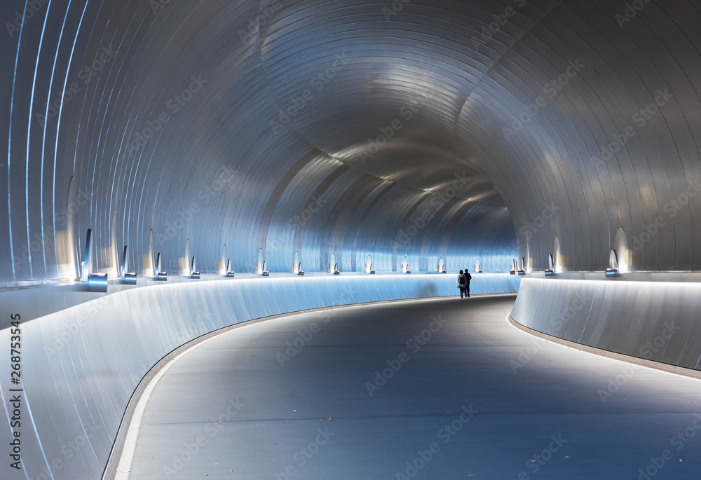 Kyoto, Japan - November 23, 2018 : the futuristic tunnel towards the  entrance of Miho museum which was created by I.M. Pei Stock Photo