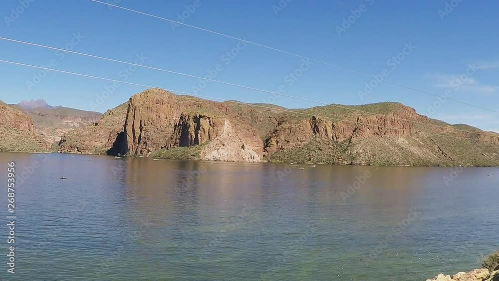 Canyon Lake With Boats Wide Pan- Apache Junction Arizona Canyon Lake With Boats Wide Pan- Apache Junction Arizona