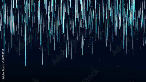 Dark blue background digital signature with particles like rain light waves blue shadows all over the area and areas with deep clarity.