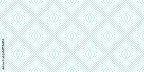 Line geometric abstract pattern seamless green line on white background.