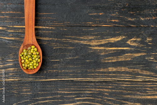 Mung beans in spoon