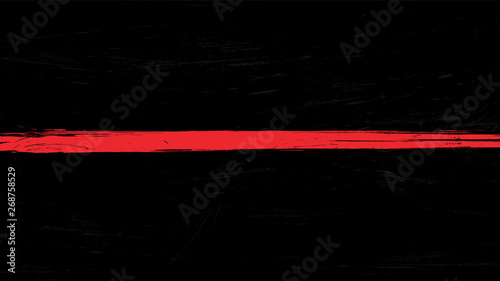 Thin red line flag with grunge paint trace - a sign to honor and respect firefighters.