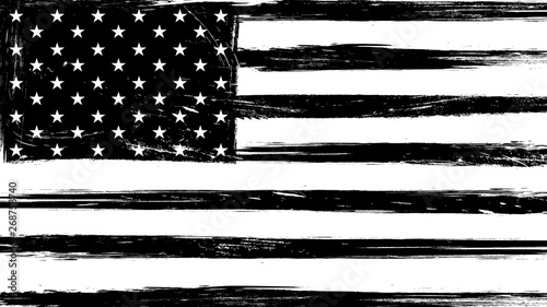Vintage grunge USA black and white flag