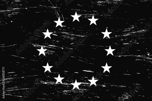 Vintage grunge European Union black and white flag