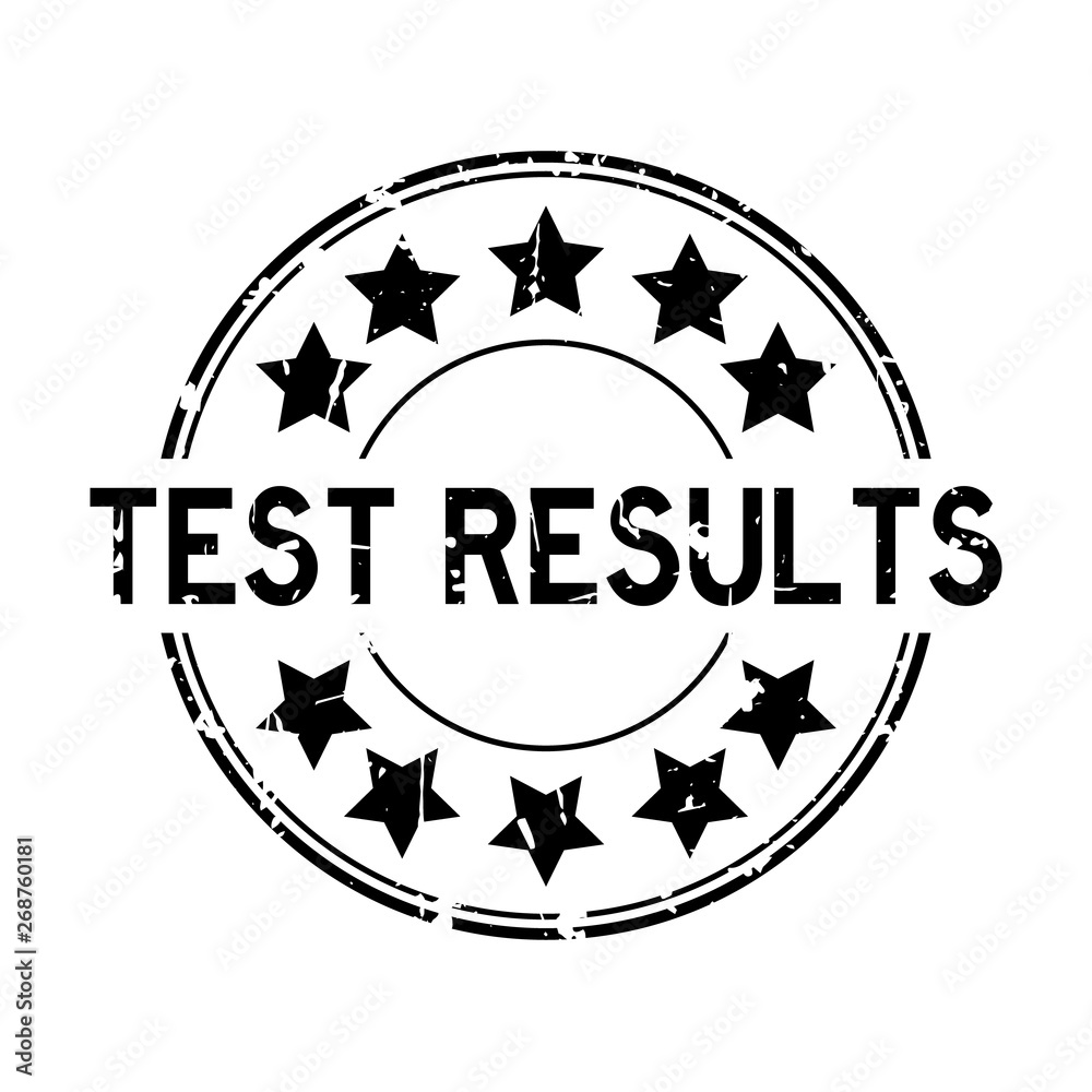 Grunge black test results word with star icon rubber seal stamp on white background Grunge black test results word with star icon rubber seal stamp on white background